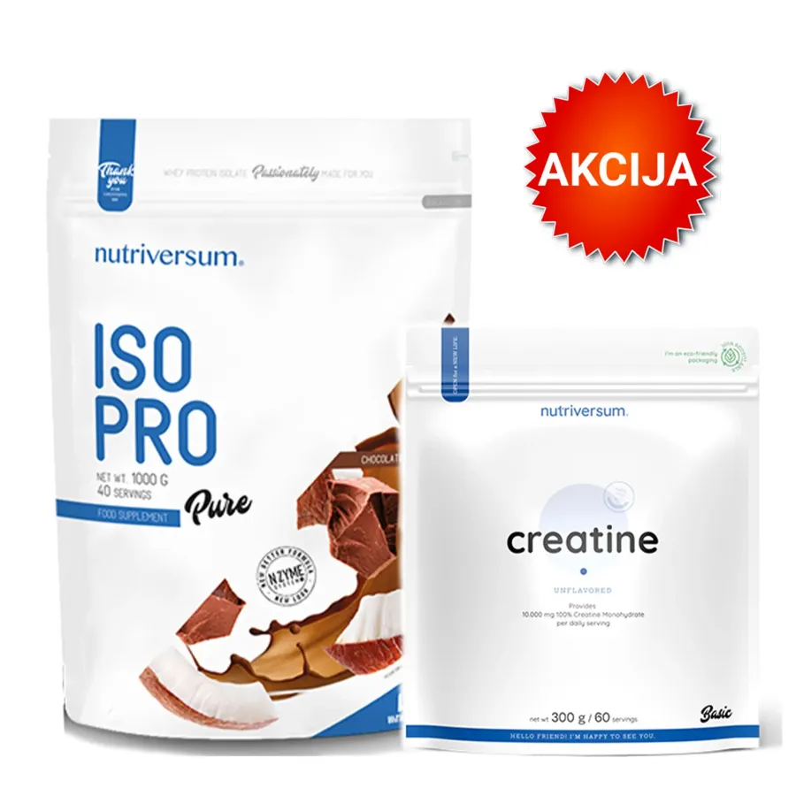 Nutriversum Iso PRO Cokolada-Kokos 1000g + Nutriversum Pure Creatine monohydrate 300g
